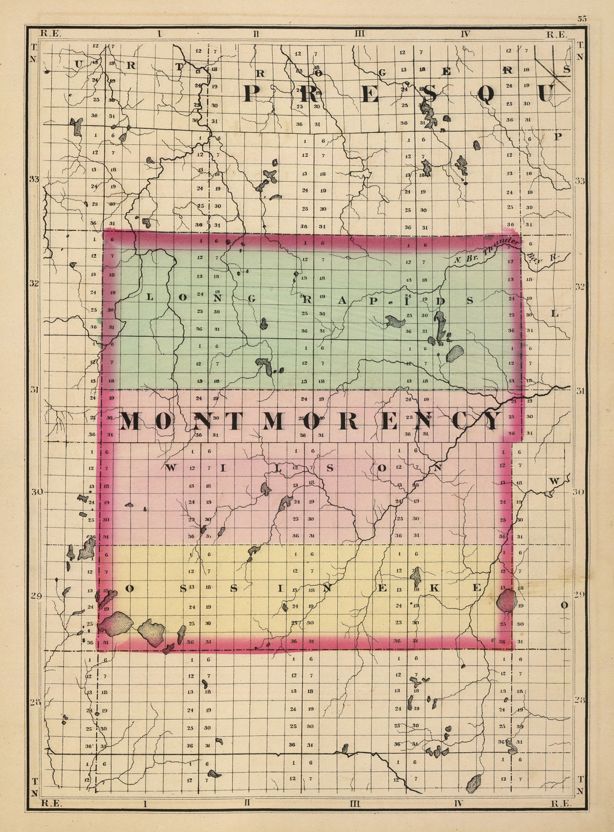 Preview of Vintage Map of Montmorency County, Michigan 1873