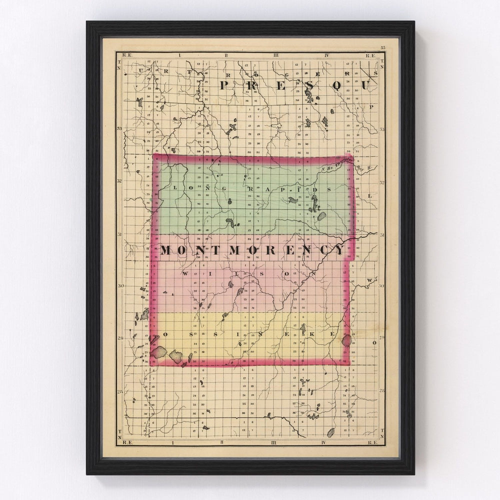 Montmorency County Vintage Map 1873