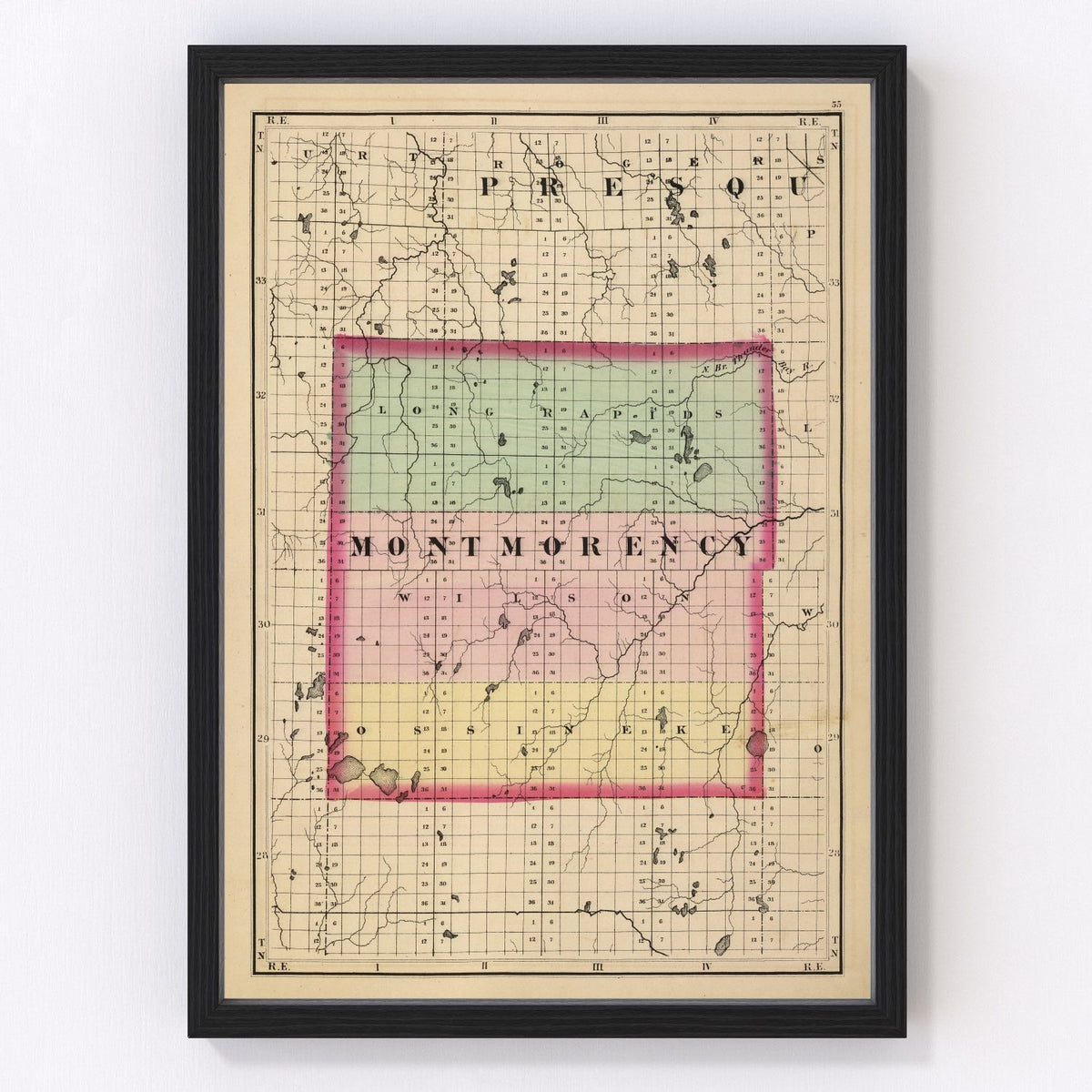 Montmorency County Vintage Map 1873