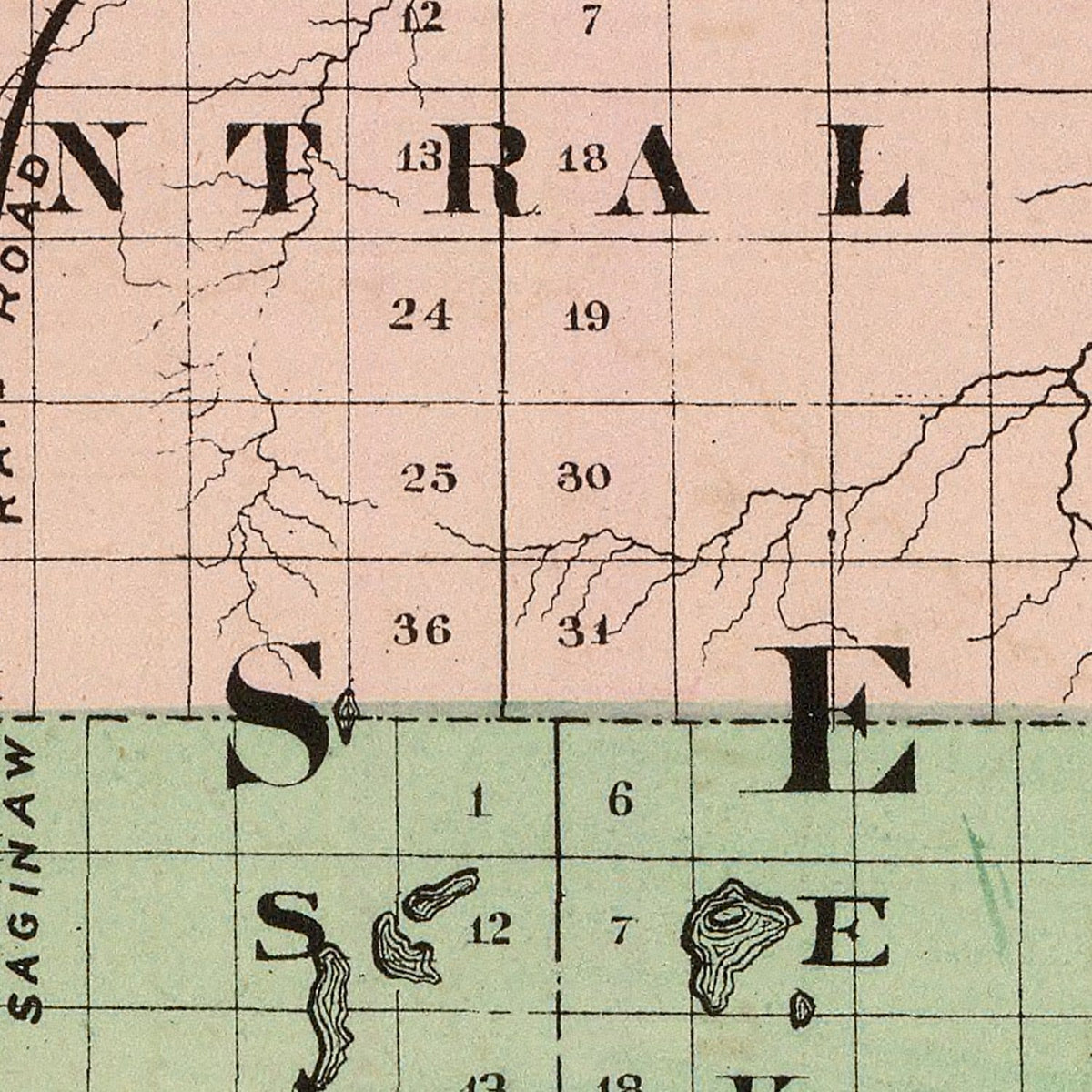 Restored historic details from the 1873 county map of Otsego County, Michigan