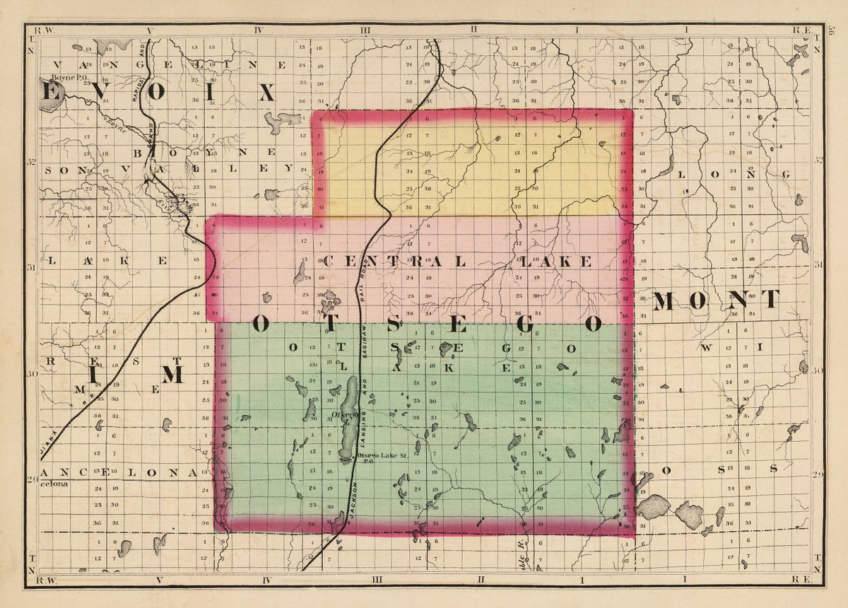 Preview of Vintage Map of Otsego County, Michigan 1873