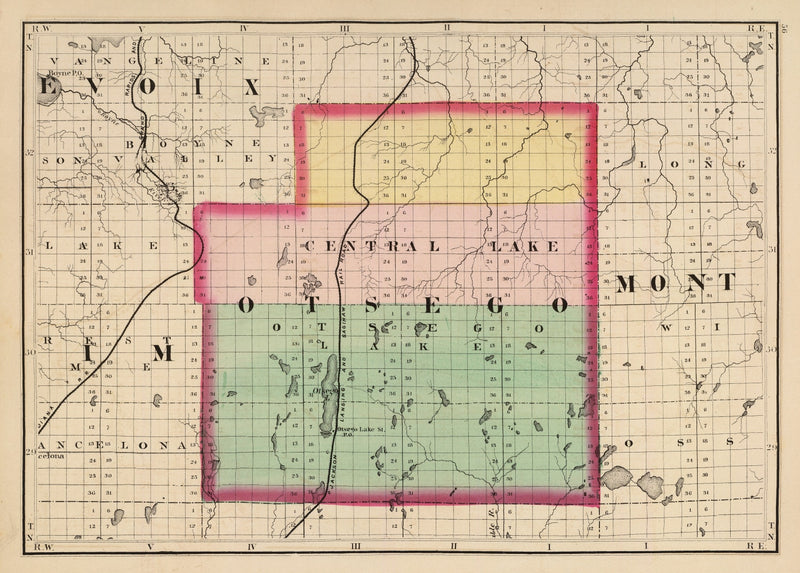 Size comparison using Vintage Map of Otsego County, Michigan 1873