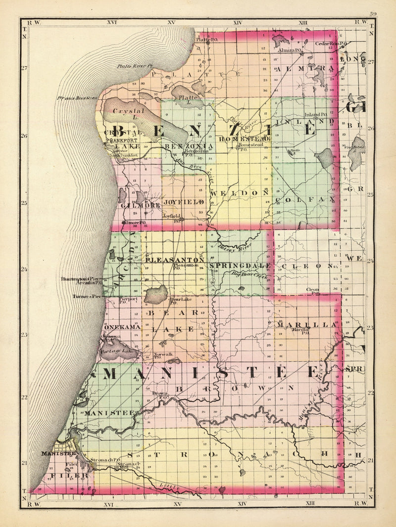 Size comparison using Vintage Map of Manistee County, Michigan 1873