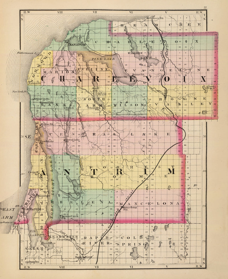 Size comparison using Vintage Map of Charlevoix County, Michigan 1873