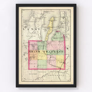 Grand Traverse County Vintage Map 1873