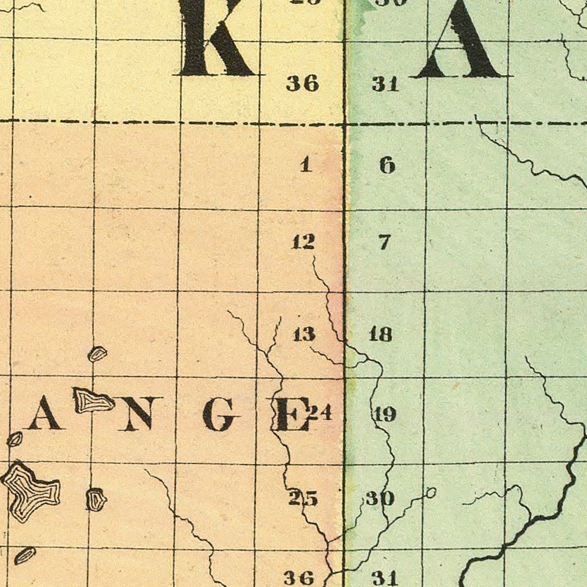 Restored historic details from the 1873 county map of Kalkaska County, Michigan