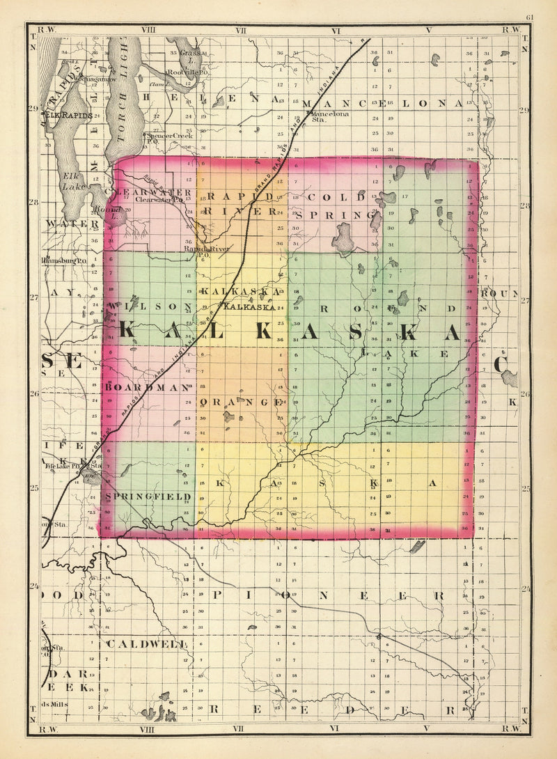 Size comparison using Vintage Map of Kalkaska County, Michigan 1873