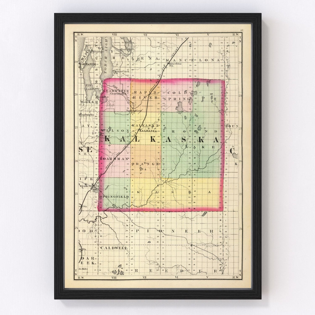 Kalkaska County Vintage Map 1873
