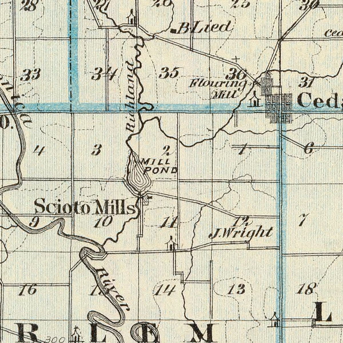 Restored historic details from the 1876 county map of Stephenson County, Illinois