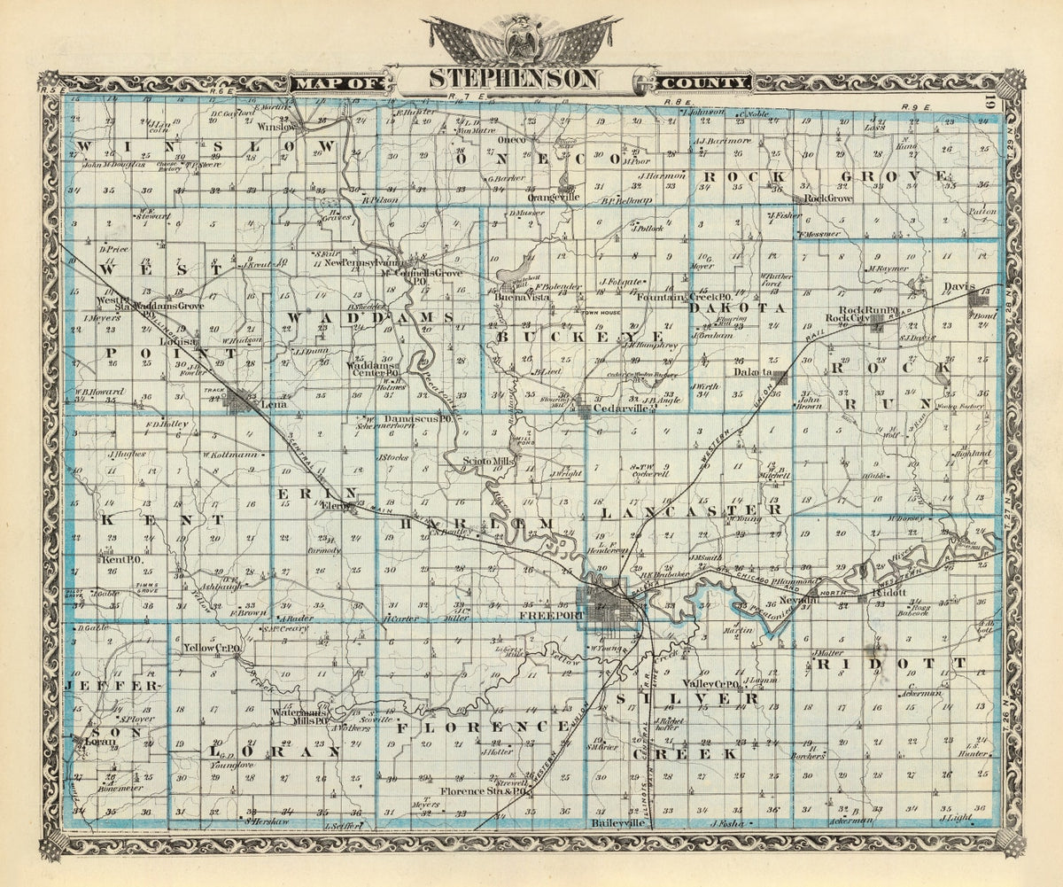 Preview of Vintage Map of Stephenson County, Illinois 1876