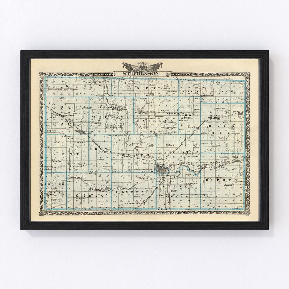 Stephenson County Vintage Map 1876