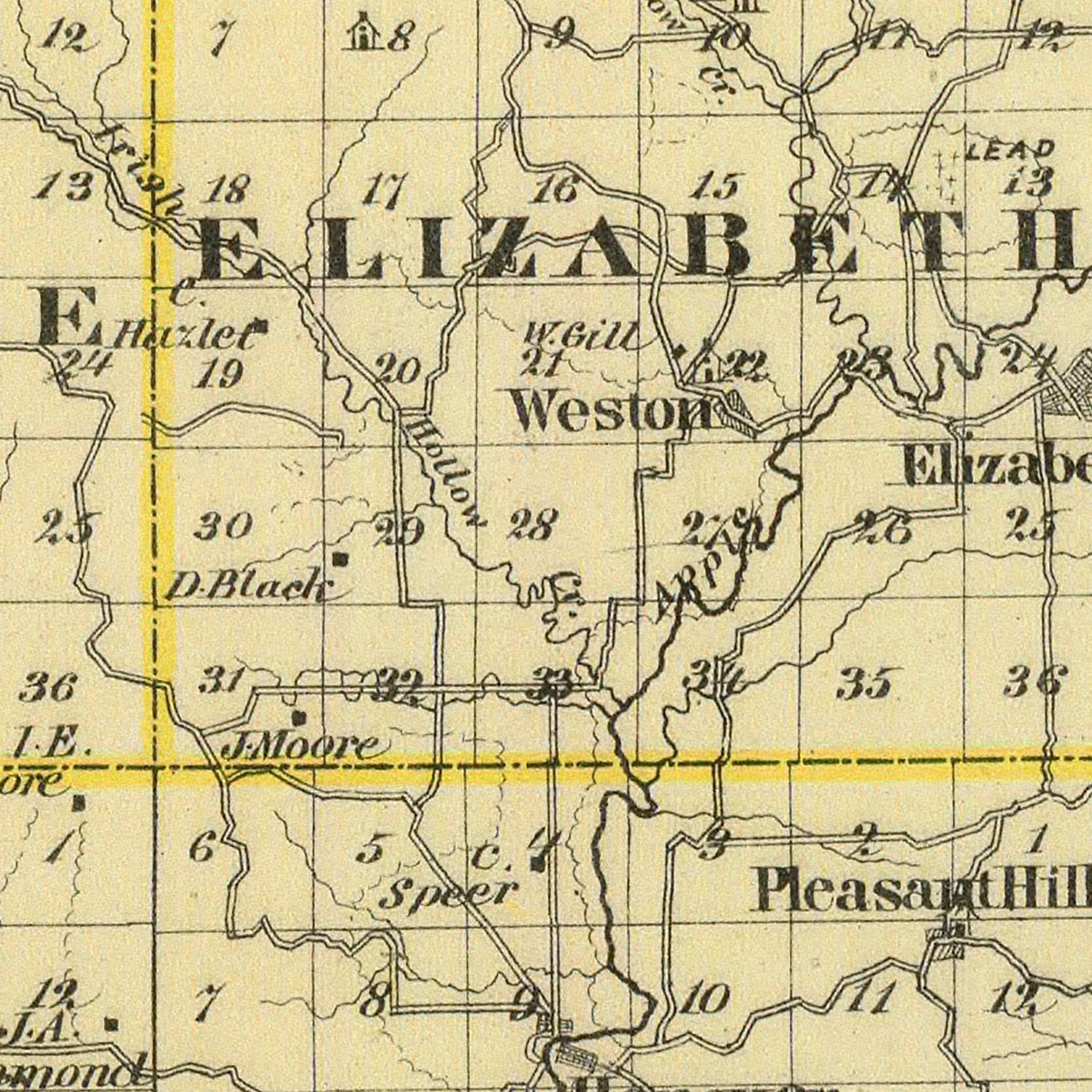Restored historic details from the 1876 county map of Jo-Daviess County, Illinois