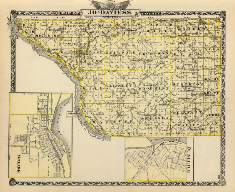 Size comparison using Vintage Map of Jo-Daviess County, Illinois 1876