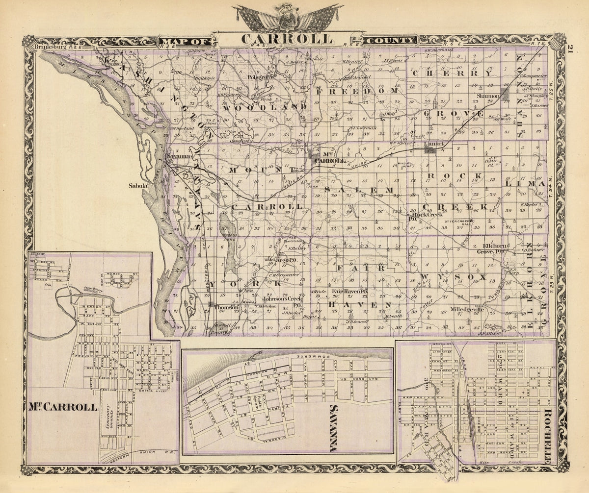 Preview of Vintage Map of Carroll County, Illinois 1876