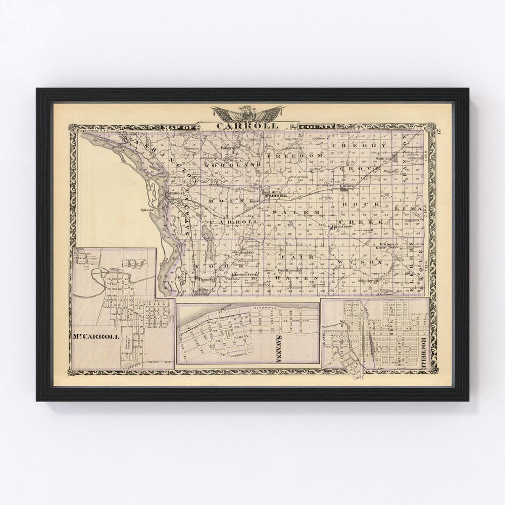 Carroll County Vintage Map 1876