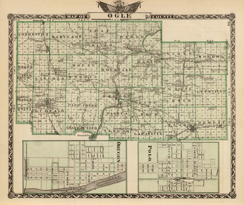 Size comparison using Vintage Map of Ogle County, Illinois 1876