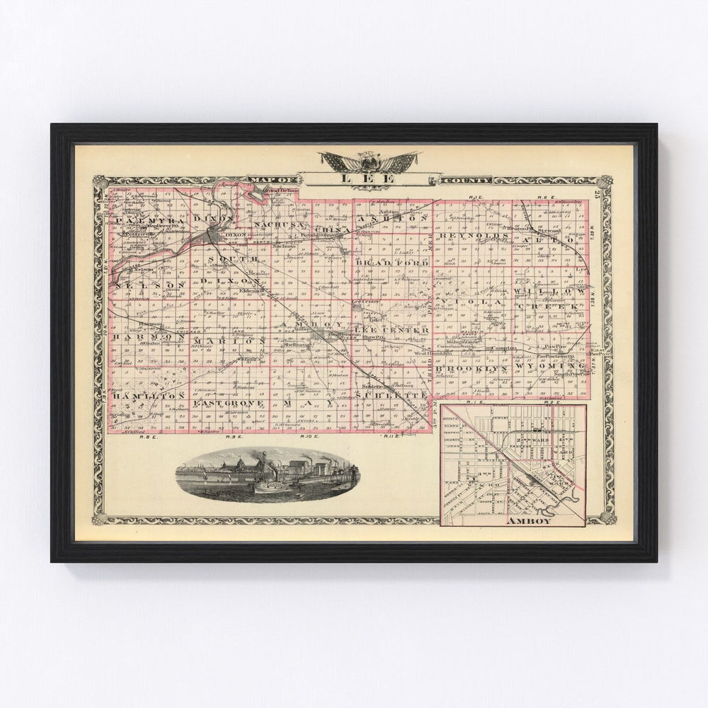 Lee County Vintage Map 1876