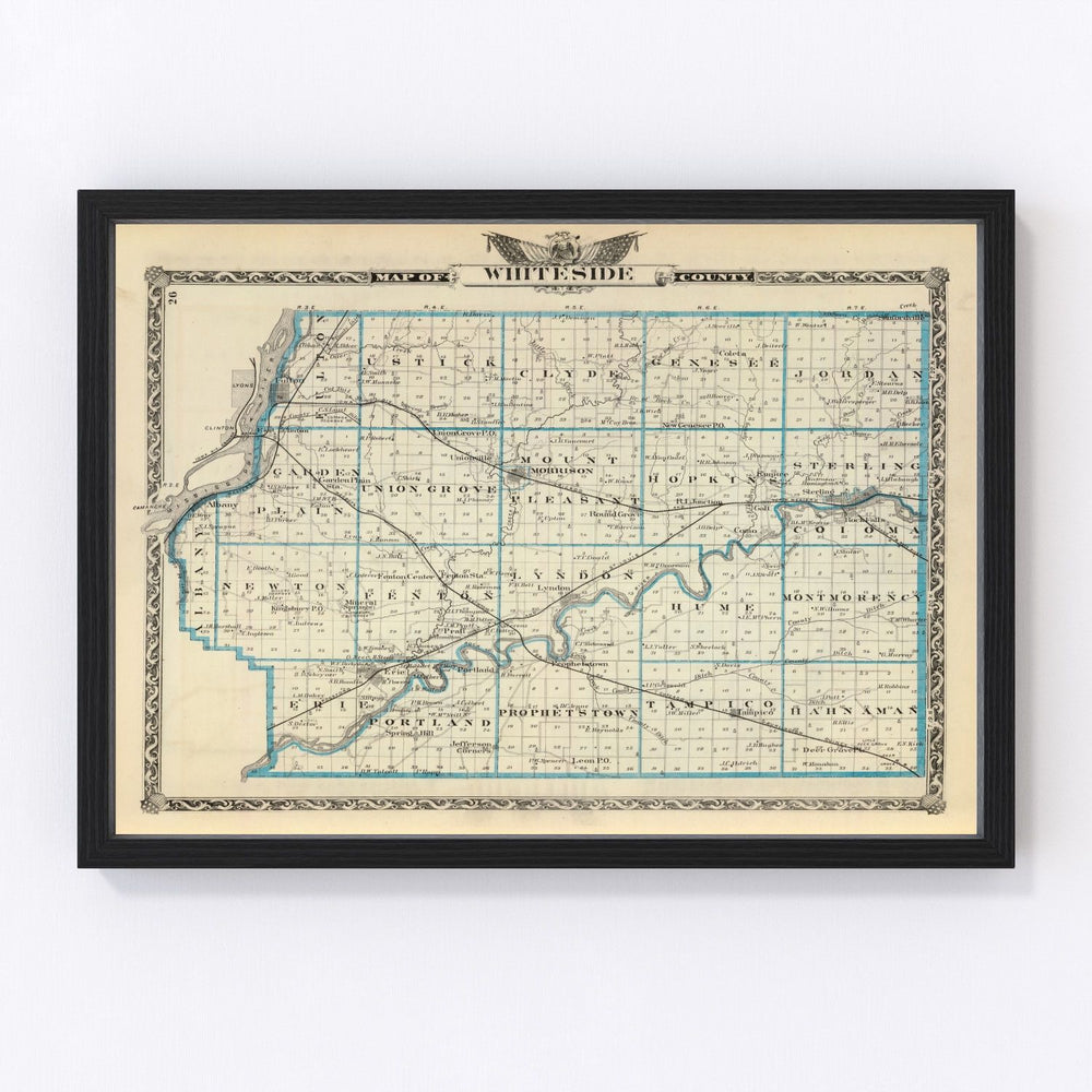 Whiteside County Vintage Map 1876