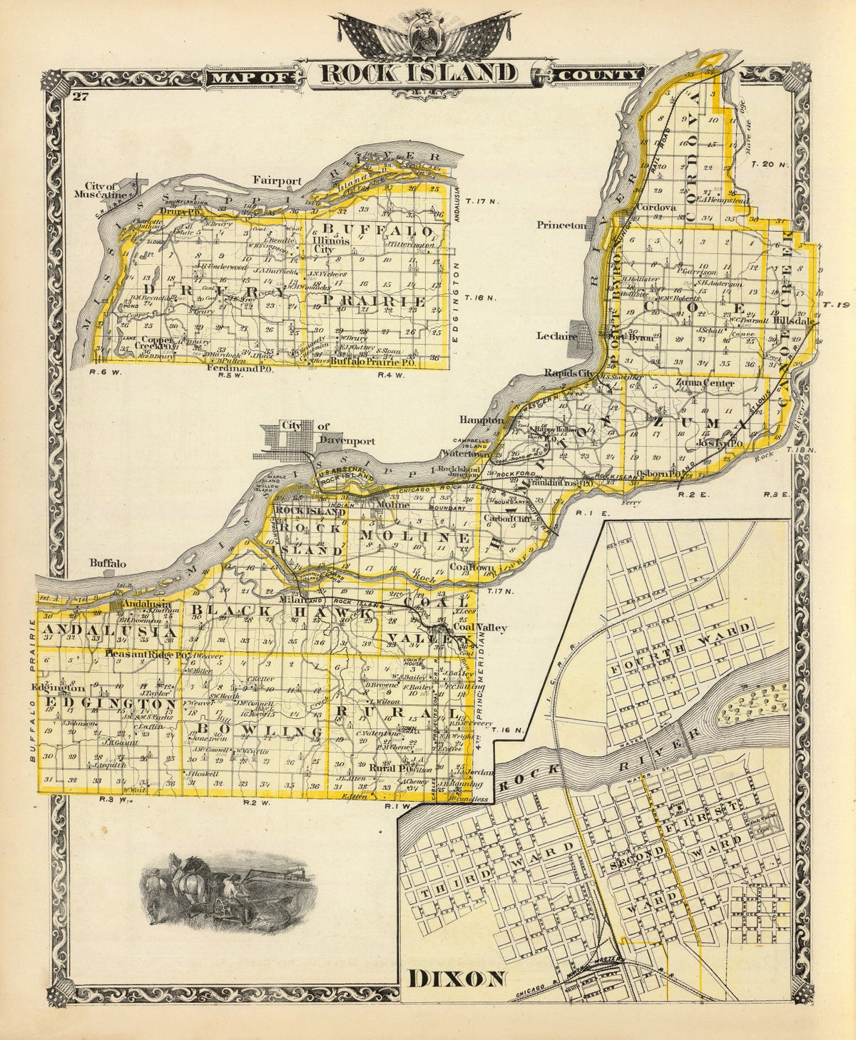 Preview of Vintage Map of Rock Island County, Illinois 1876