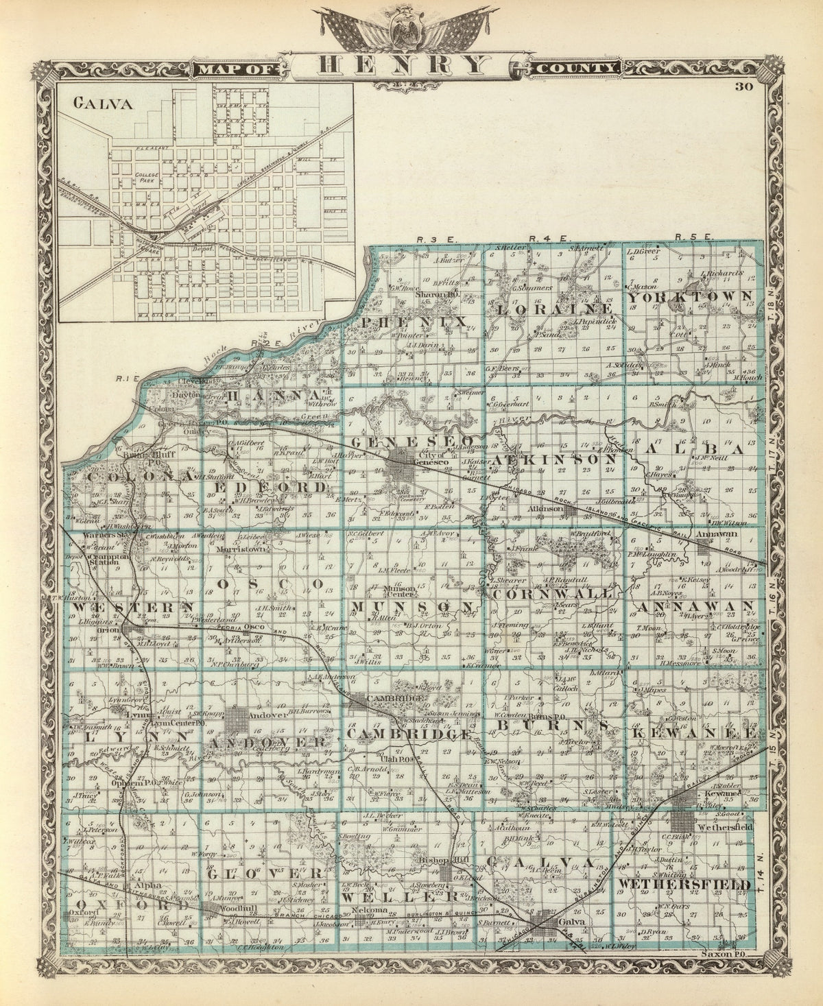 Preview of Vintage Map of Henry County, Illinois 1876