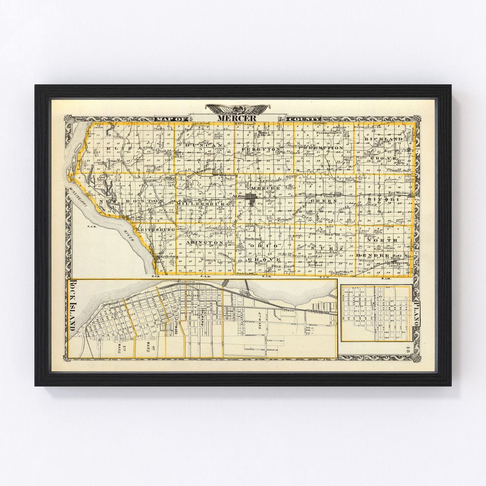 Mercer County Vintage Map 1876