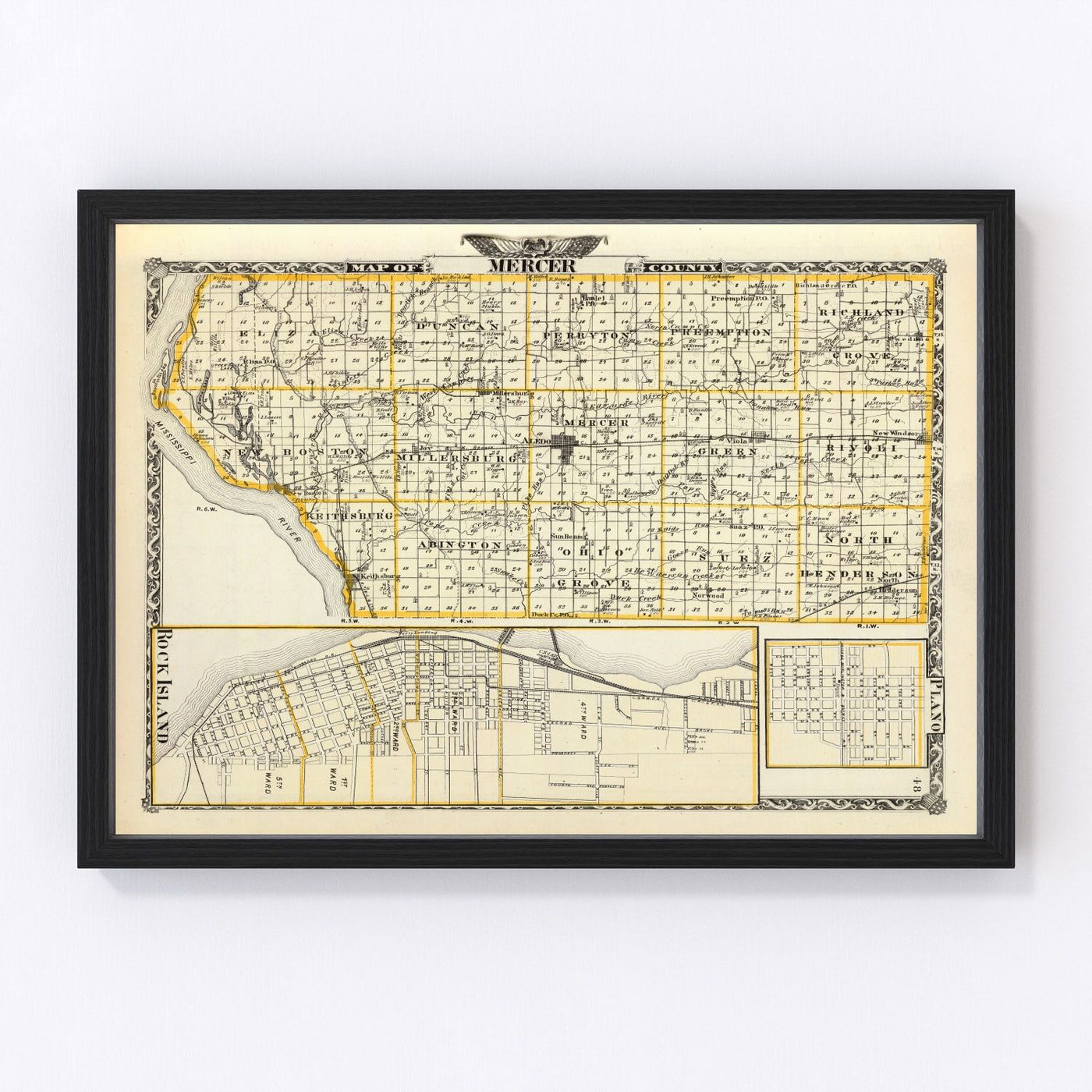 Mercer County Vintage Map 1876