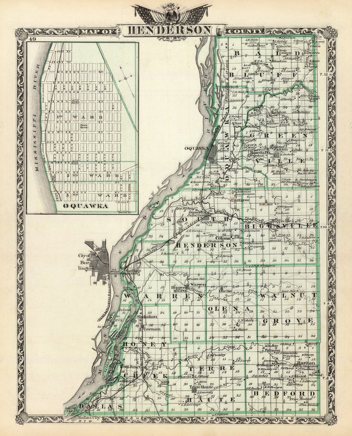 Preview of Vintage Map of Henderson County, Illinois 1876