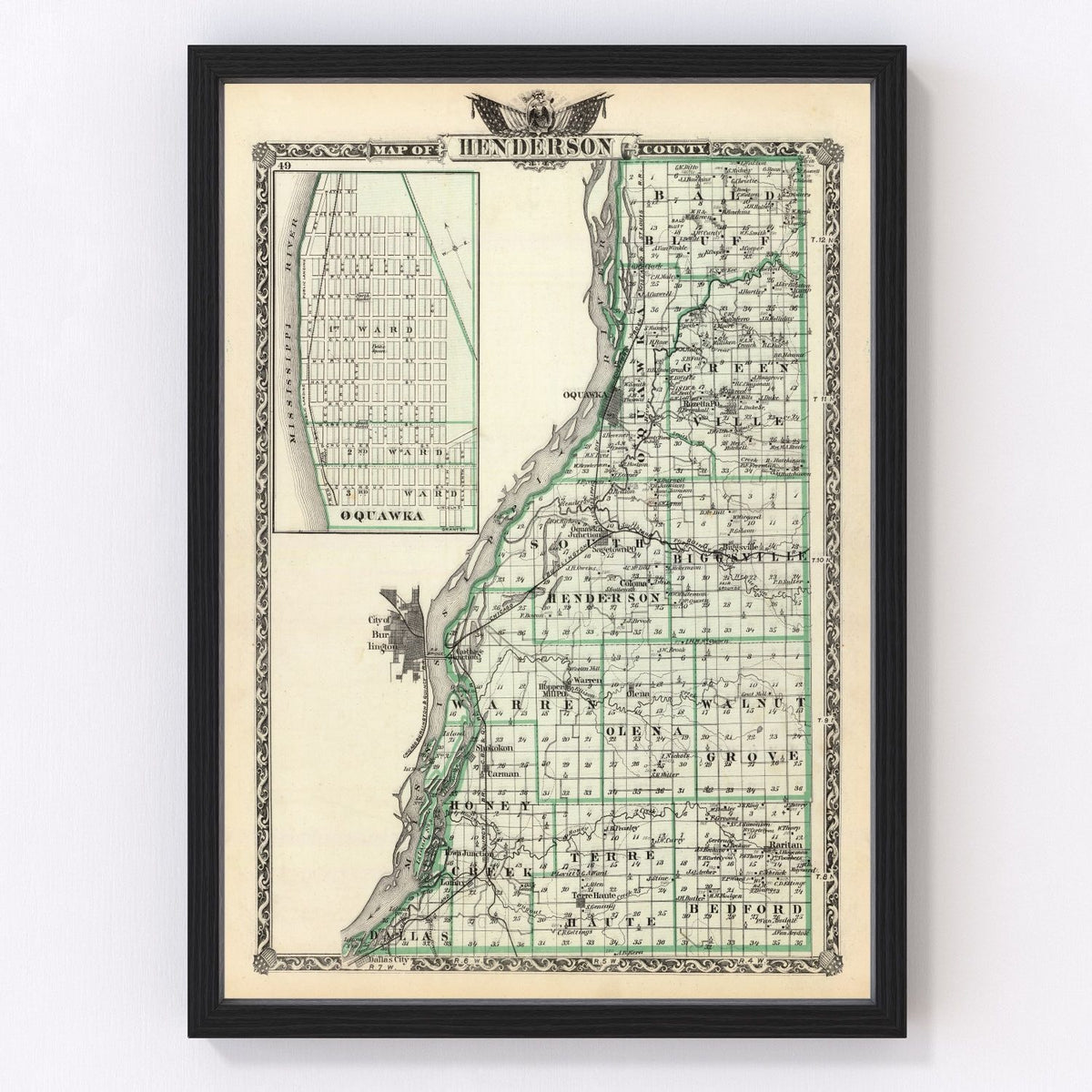 Henderson County Vintage Map 1876
