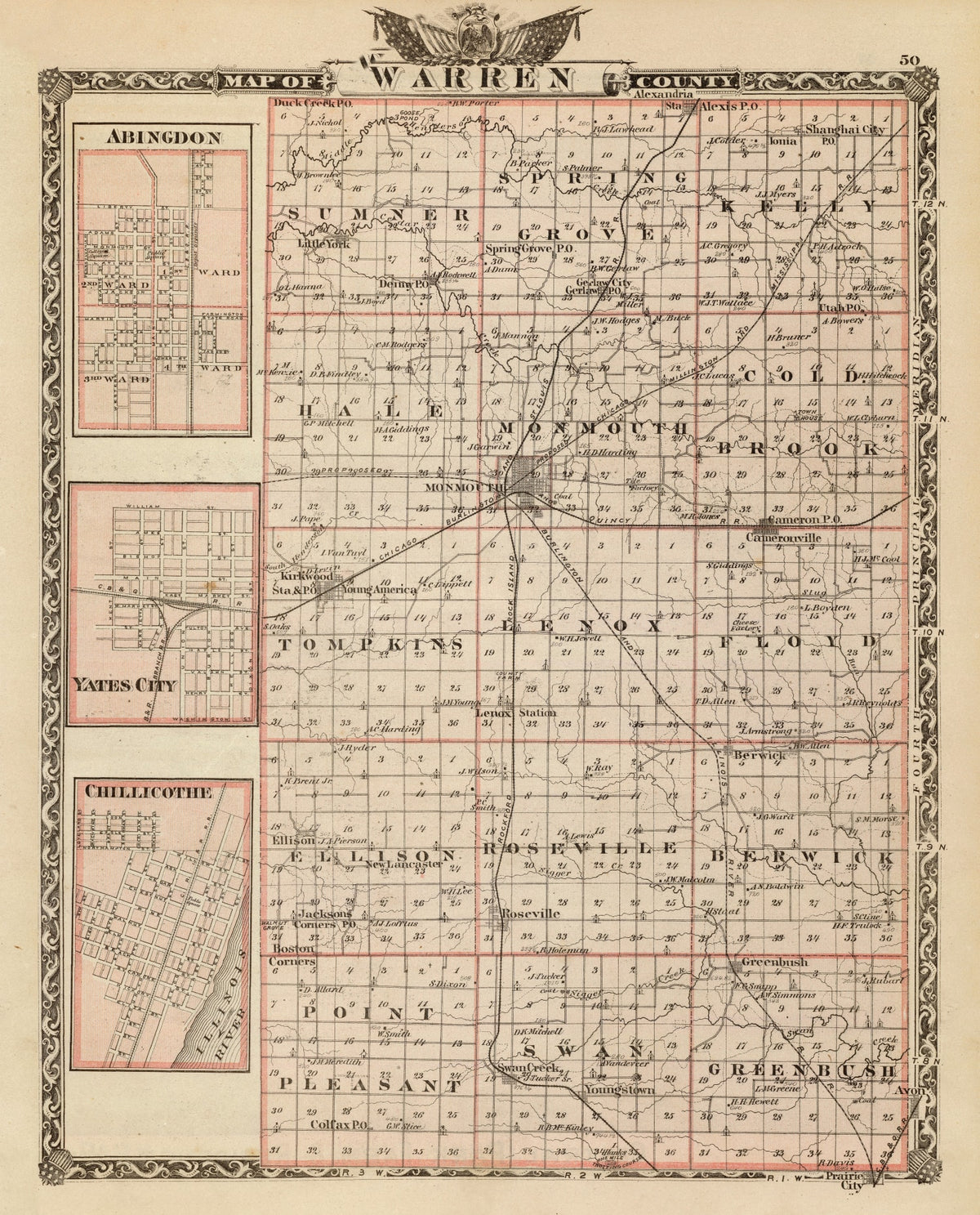 Preview of Vintage Map of Warren County, Illinois 1876