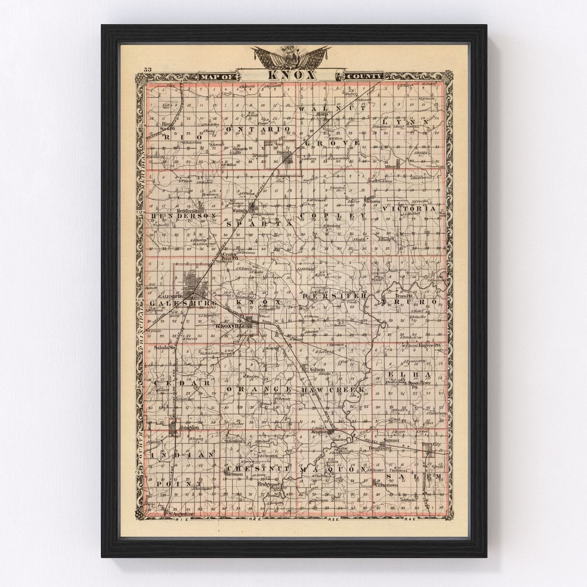 Knox County Vintage Map 1876