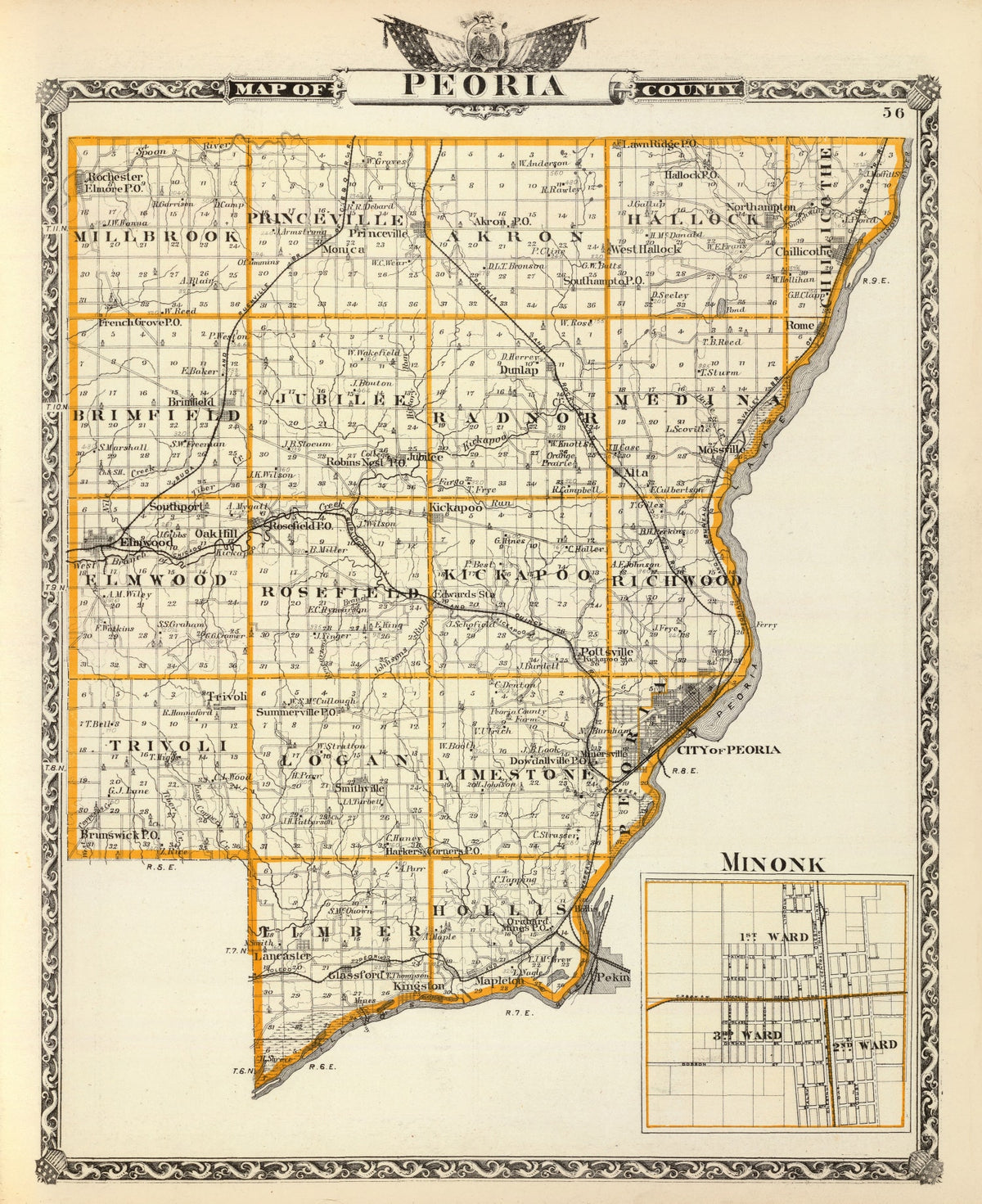 Preview of Vintage Map of Peoria County, Illinois 1876