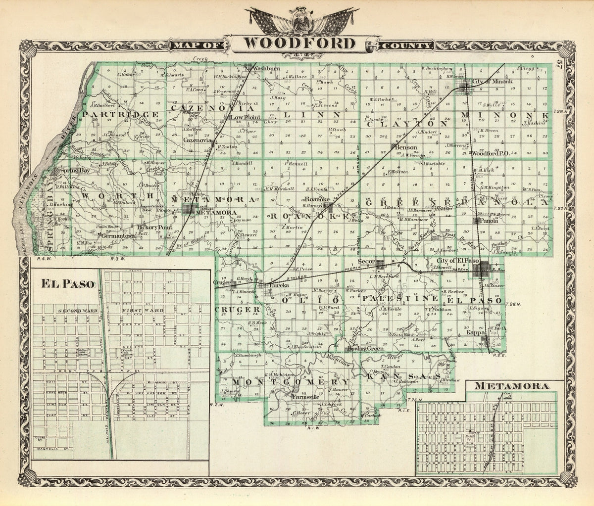Preview of Vintage Map of Woodford County, Illinois 1876