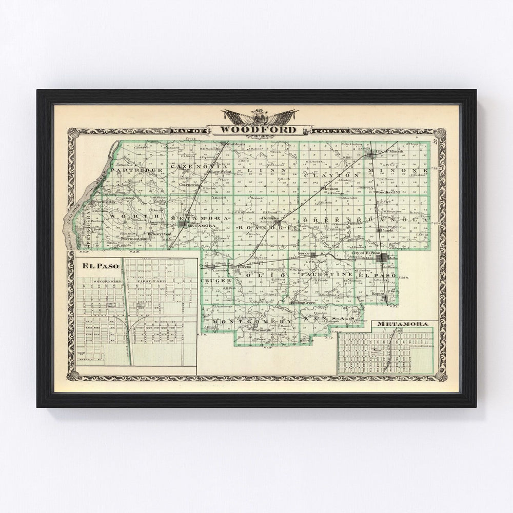 Woodford County Vintage Map 1876