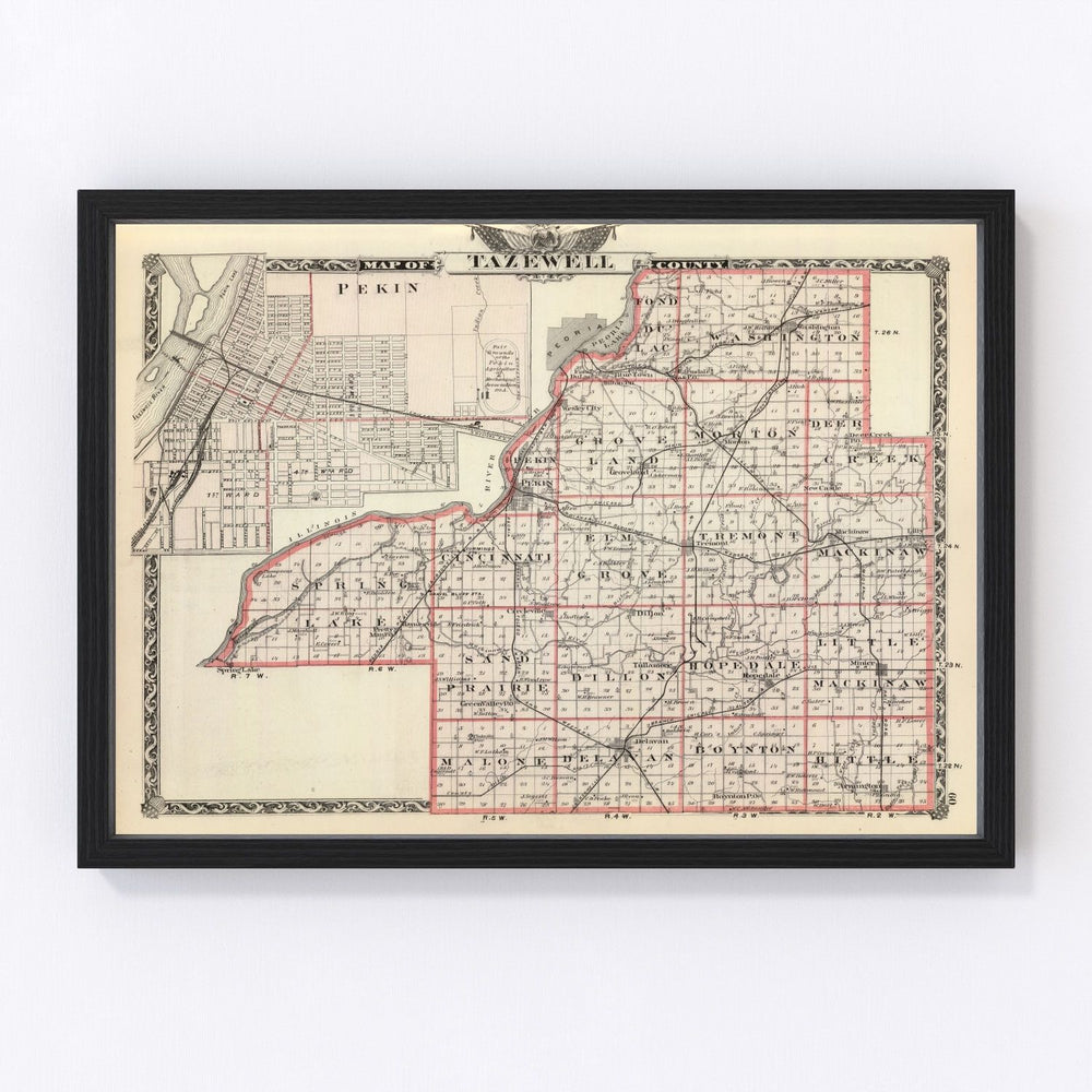 Tazewell County Vintage Map 1876