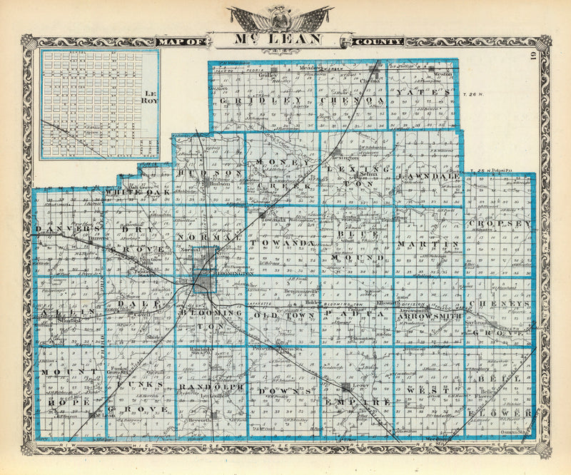 Size comparison using Vintage Map of McLean County, Illinois 1876