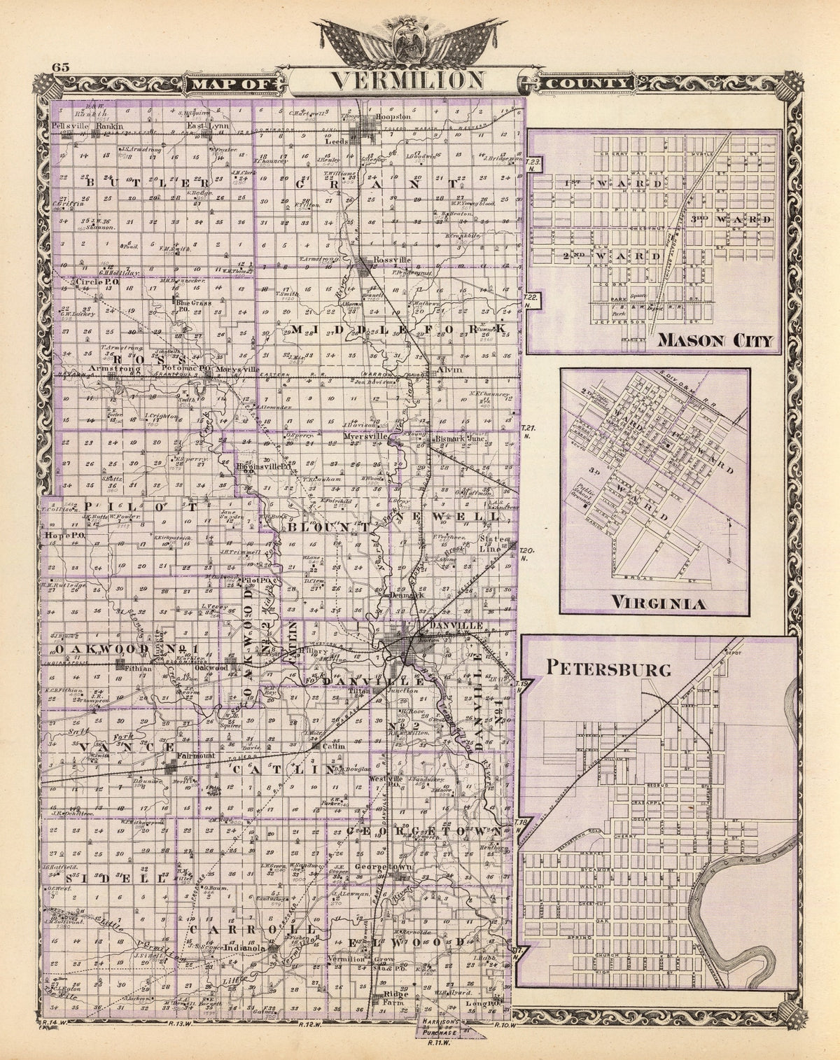 Preview of Vintage Map of Vermilion County, Illinois 1876