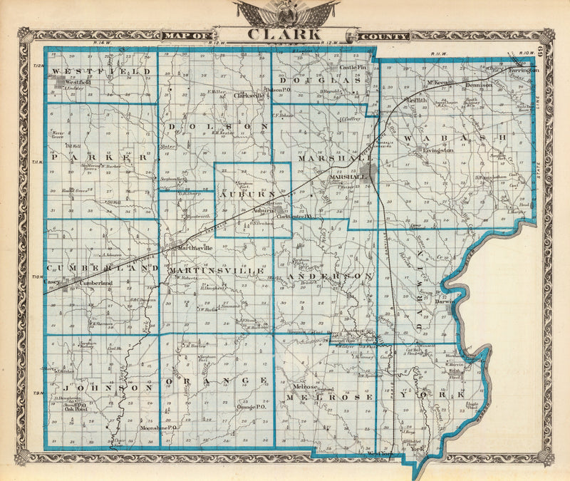 Size comparison using Vintage Map of Clark County, Illinois 1876