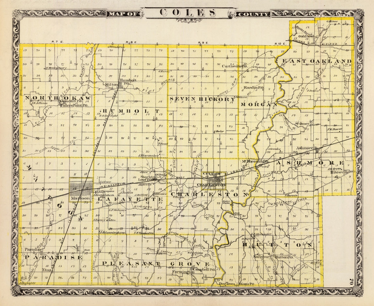Preview of Vintage Map of Coles County, Illinois 1876