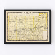 Coles County Vintage Map 1876