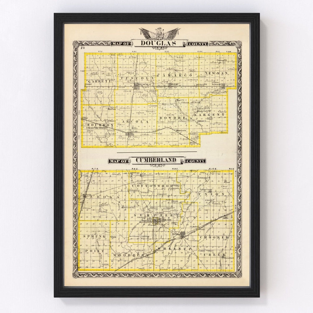 Douglas County Vintage Map 1876