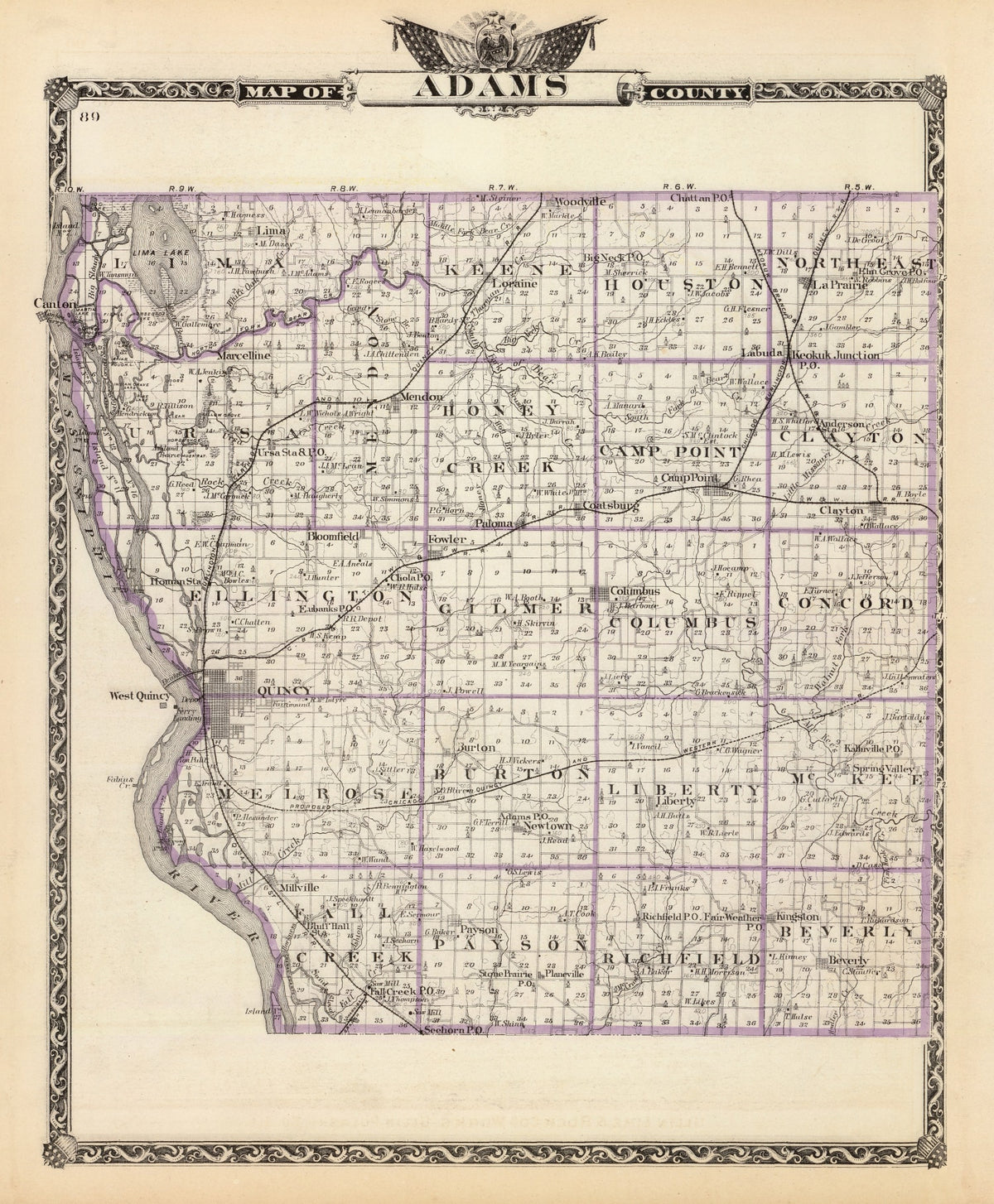 Preview of Vintage Map of Adams County, Illinois 1876