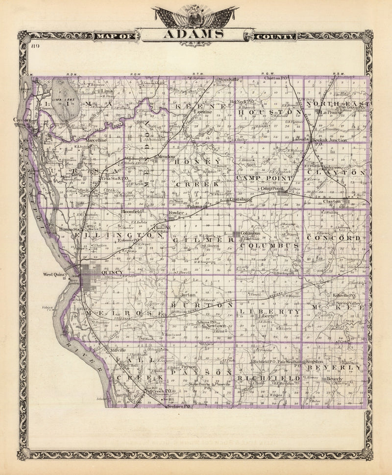 Size comparison using Vintage Map of Adams County, Illinois 1876