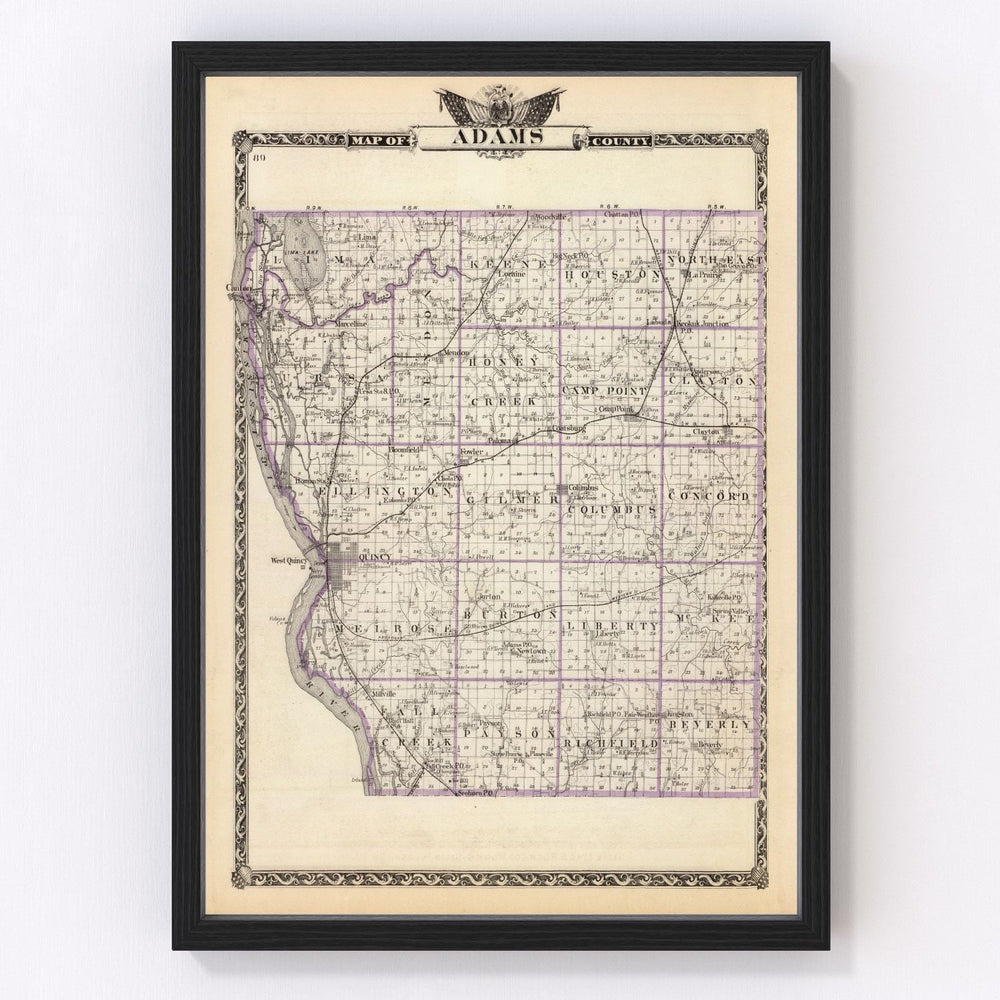 Adams County Vintage Map 1876