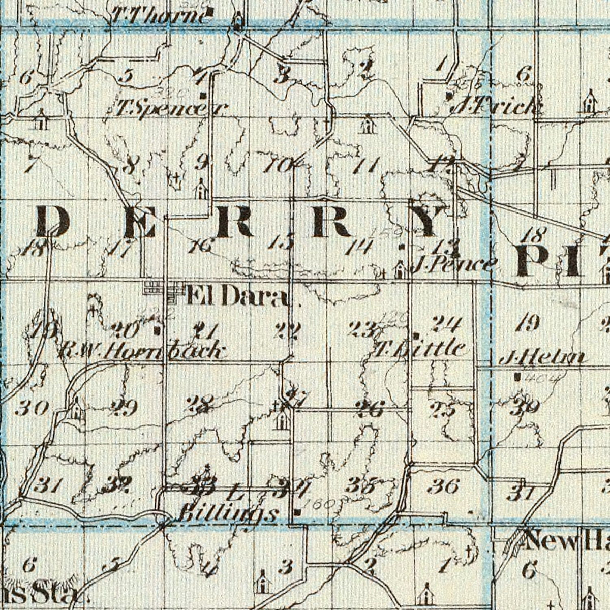 Restored historic details from the 1876 county map of Pike County, Illinois