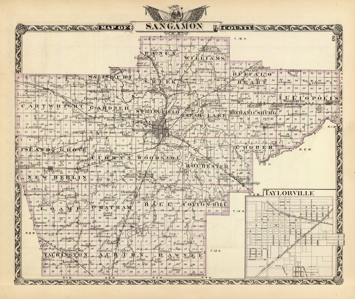 Preview of Vintage Map of Sangamon County, Illinois 1876