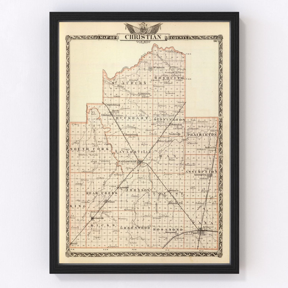 Christian County Vintage Map 1876