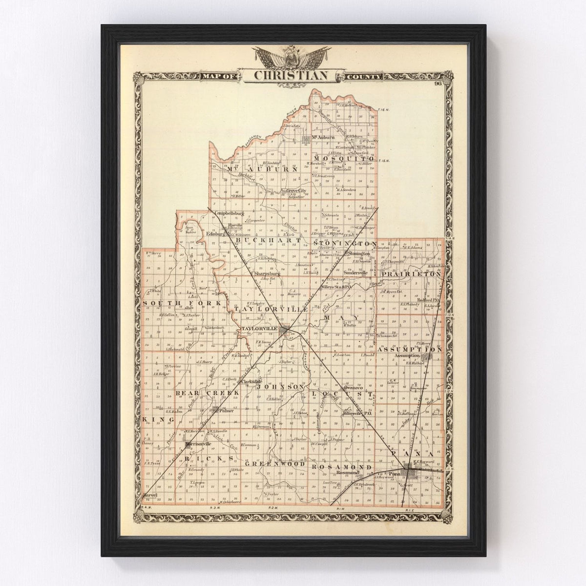 Christian County Vintage Map 1876
