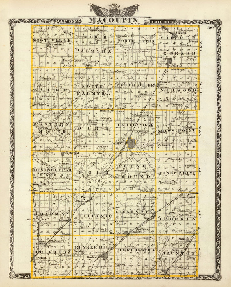 Size comparison using Vintage Map of Macoupin County, Illinois 1876