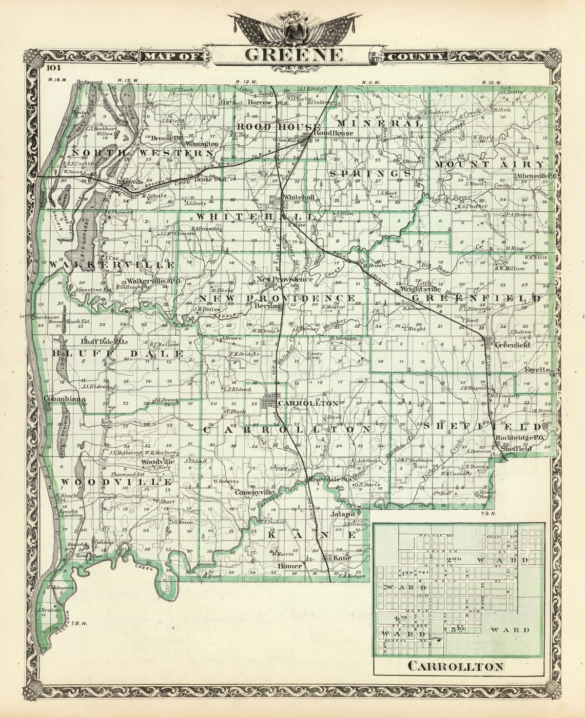 Preview of Vintage Map of Greene County, Illinois 1876