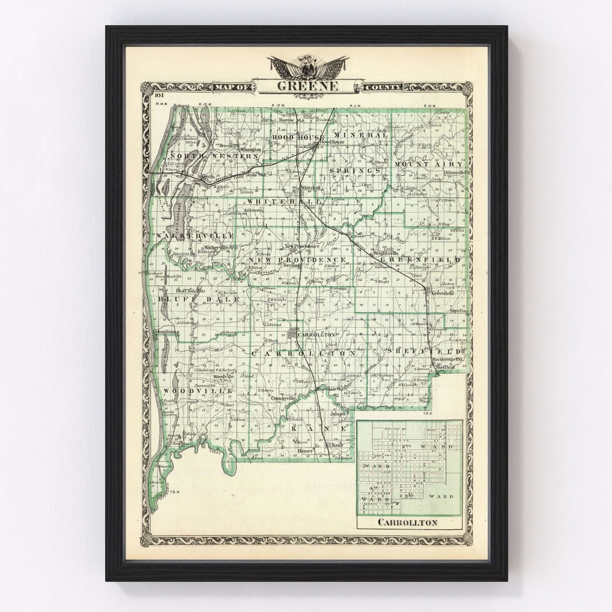 Greene County Vintage Map 1876